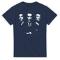 Navy blue Goodfellas movie t-shirt featuring white silhouette print of three characters