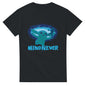 Black Grogu Nevermind parody t-shirt with blue cartoon character and text design
