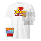 White 101SHIRTS I Love Jesus and French Fries shirt with red and yellow graphic design