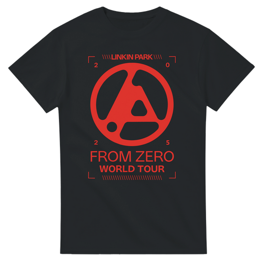 Black 101SHIRTS Linkin Park 2025 tour shirt with red From Zero World Tour graphic
