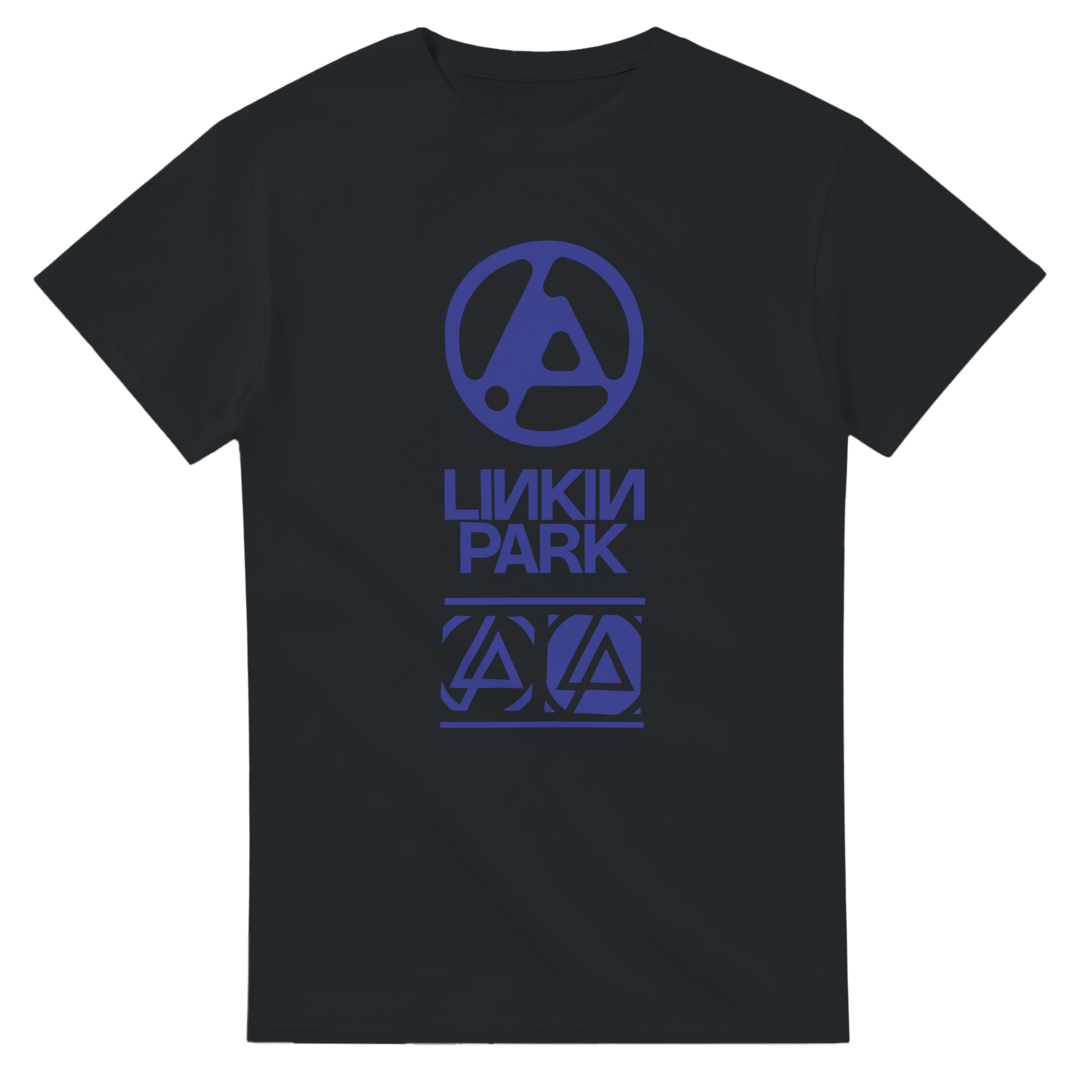 Black Linkin Park 2025 tour t-shirt with blue band logo and graphic print by 101SHIRTS