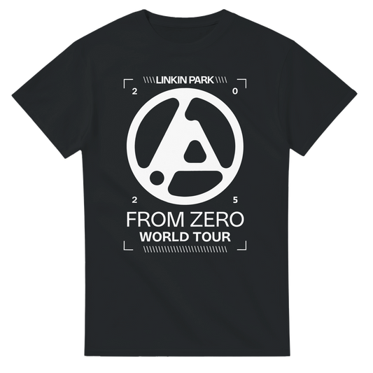 Black Linkin Park From Zero World Tour T-Shirt with white 2025 logo and text design
