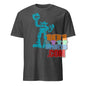 Mighty mech destroyer tee in dark gray featuring a blue robot graphic from 101SHIRTS