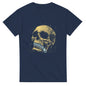 Navy blue skeleton zipper mouth shirt with detailed skull graphic and zipper design