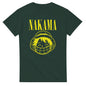 101SHIRTS One Piece Nakama parody t-shirt in dark green with yellow cartoon design