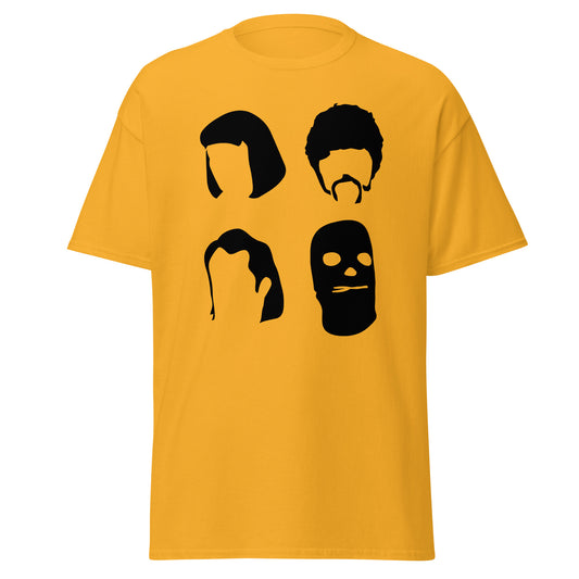 Yellow 101SHIRTS Pulp Fiction silhouette t-shirt with black iconic character head silhouettes