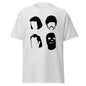 101SHIRTS Pulp Fiction silhouette t-shirt with black character outlines on a light gray tee