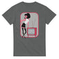 Gray Queen Freddie Mercury t-shirt featuring stylized illustration and vintage TV with I want to break free text
