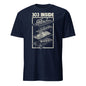 Navy Roland TB-303 t-shirt with white schematic design and 303 inside text by 101SHIRTS
