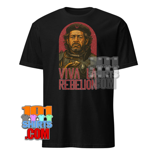 Saw Gerrera Star Wars t-shirt in black with vintage style graphic and Viva La Rebellion text