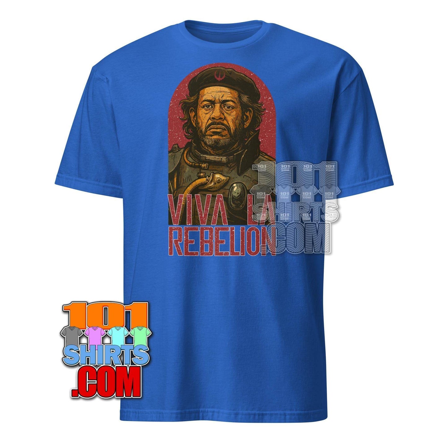 Saw Gerrera Star Wars t-shirt in blue featuring detailed graphic and rebellion text by 101SHIRTS