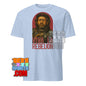 Light blue Saw Gerrera Star Wars t-shirt featuring a detailed graphic of Saw Gerrera with rebellion text