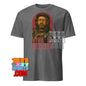 Gray Saw Gerrera Star Wars t-shirt featuring a graphic of Saw Gerrera with vivid red details by 101SHIRTS