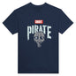 Navy blue star wars skeleton t-shirt with pirate skull graphic and red droit text by 101SHIRTS