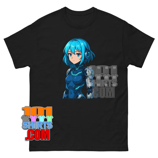 Product mockupCyberpunk Anime Girl T-Shirt Sci-Fi Mecha Waifu Aesthetic Tee