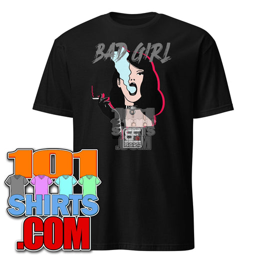 Bad Girl with smoking Cigarette Vintage BDSM Bondage Fetish Kinky Cool Art Design Booomfashion Unisex T-Shirt - 101SHIRTS