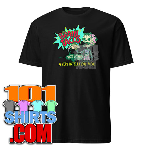 Funny "Brain Tacos" T-Shirt - Humorous Zombie Skeleton & Foodie Tee