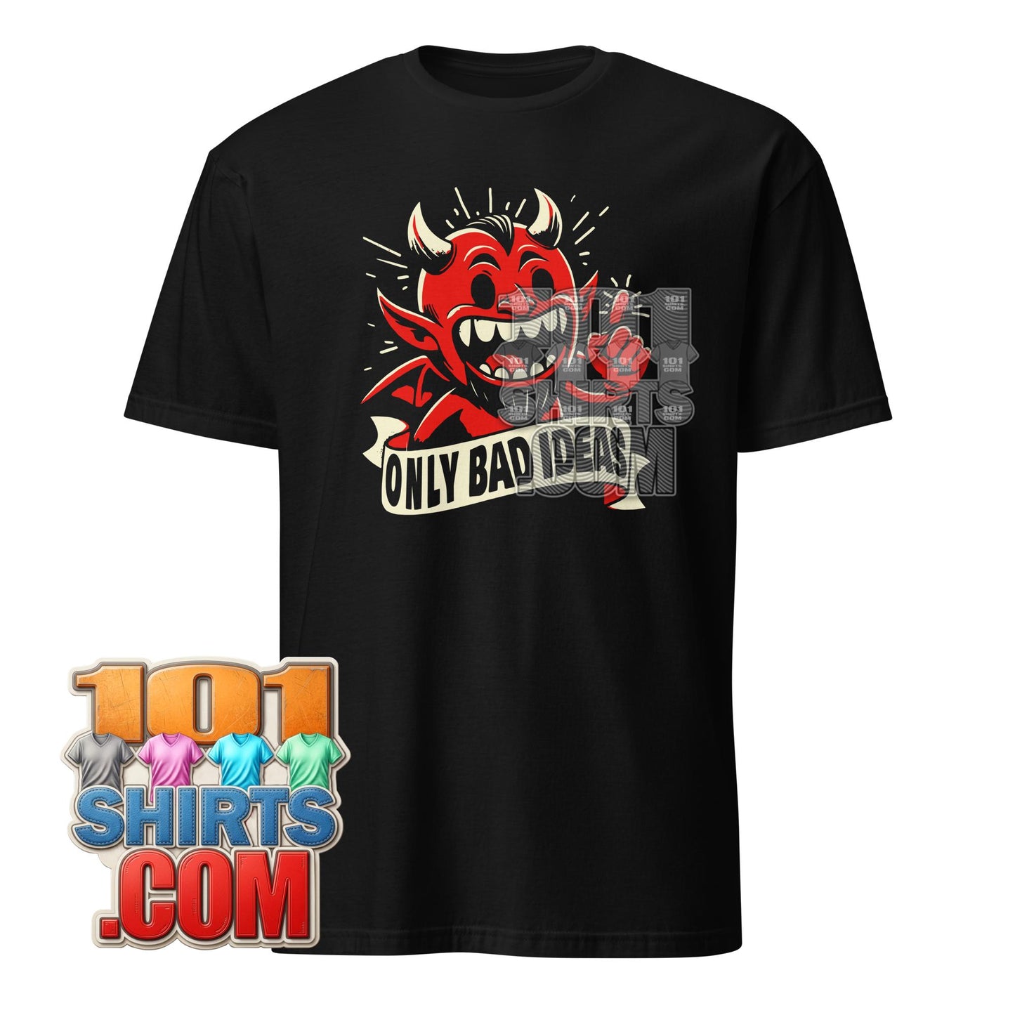 Only Bad Ideas Devil T-Shirt Funny Retro Cartoon Satan Graphic Tee