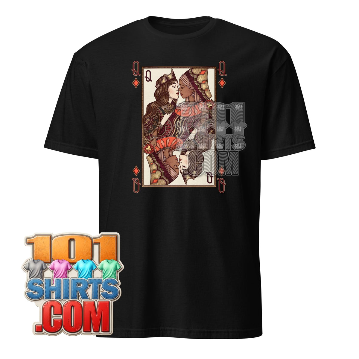 Two Queens Playing Card T-Shirt Lesbian LGBTQ Pride Graphic Tee