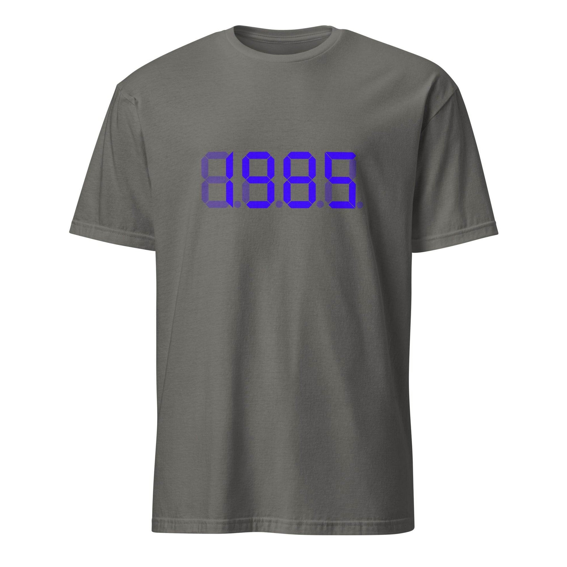 1985 Year inspired by Back To The Future Movie Desk Time Clock Time Machine in Dolorean T-shirt - 101SHIRTS