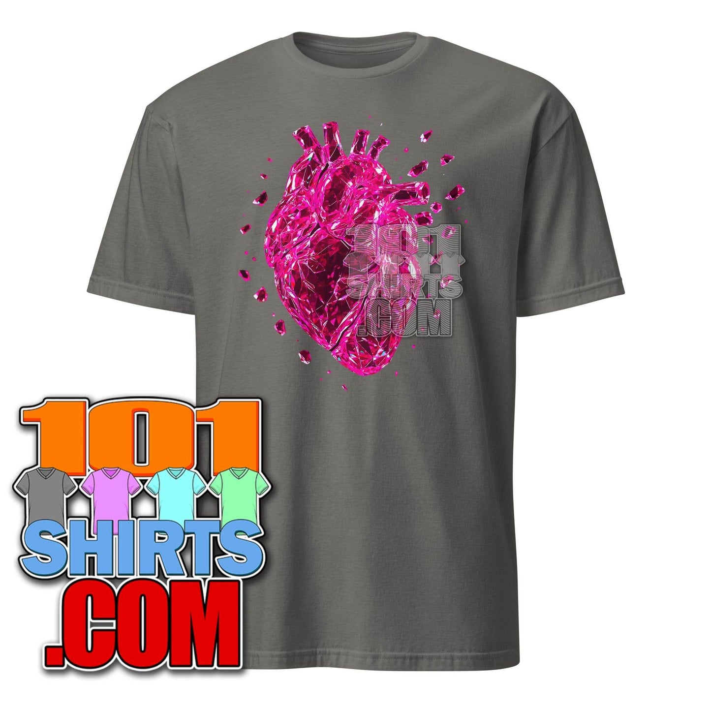 Broken Red Crystal Heart Love T-Shirt - Unique Geometric Love Design Art Tee - 101SHIRTS