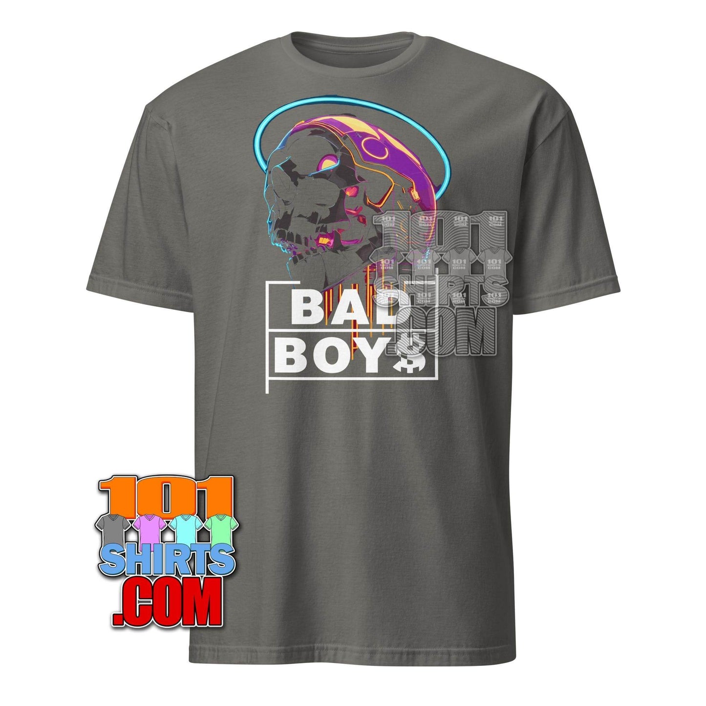 Cyberpunk Skull BAD BOYS T-Shirt - Futuristic Urban Graphic Tee - 101SHIRTS