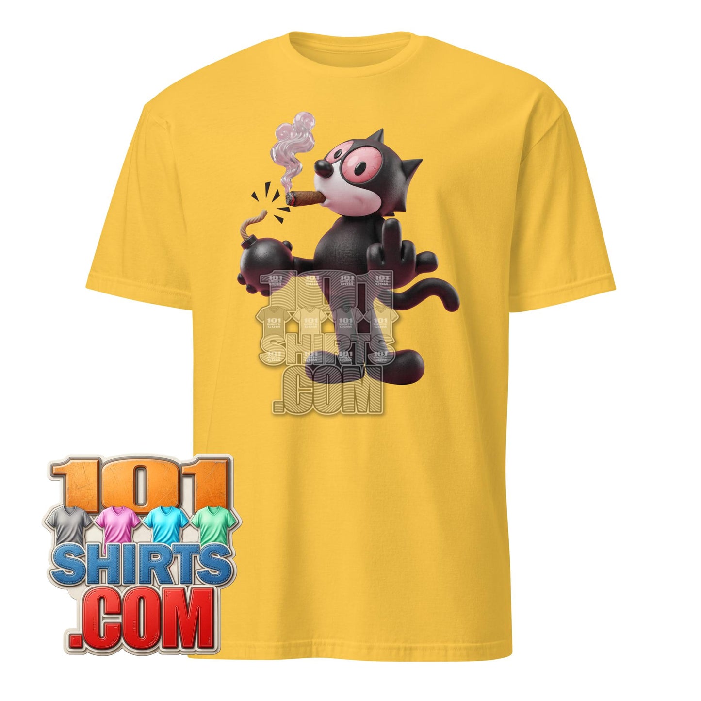 Felix The Cat T-Shirt Smoking Cartoon Middle Finger Graphic Tee