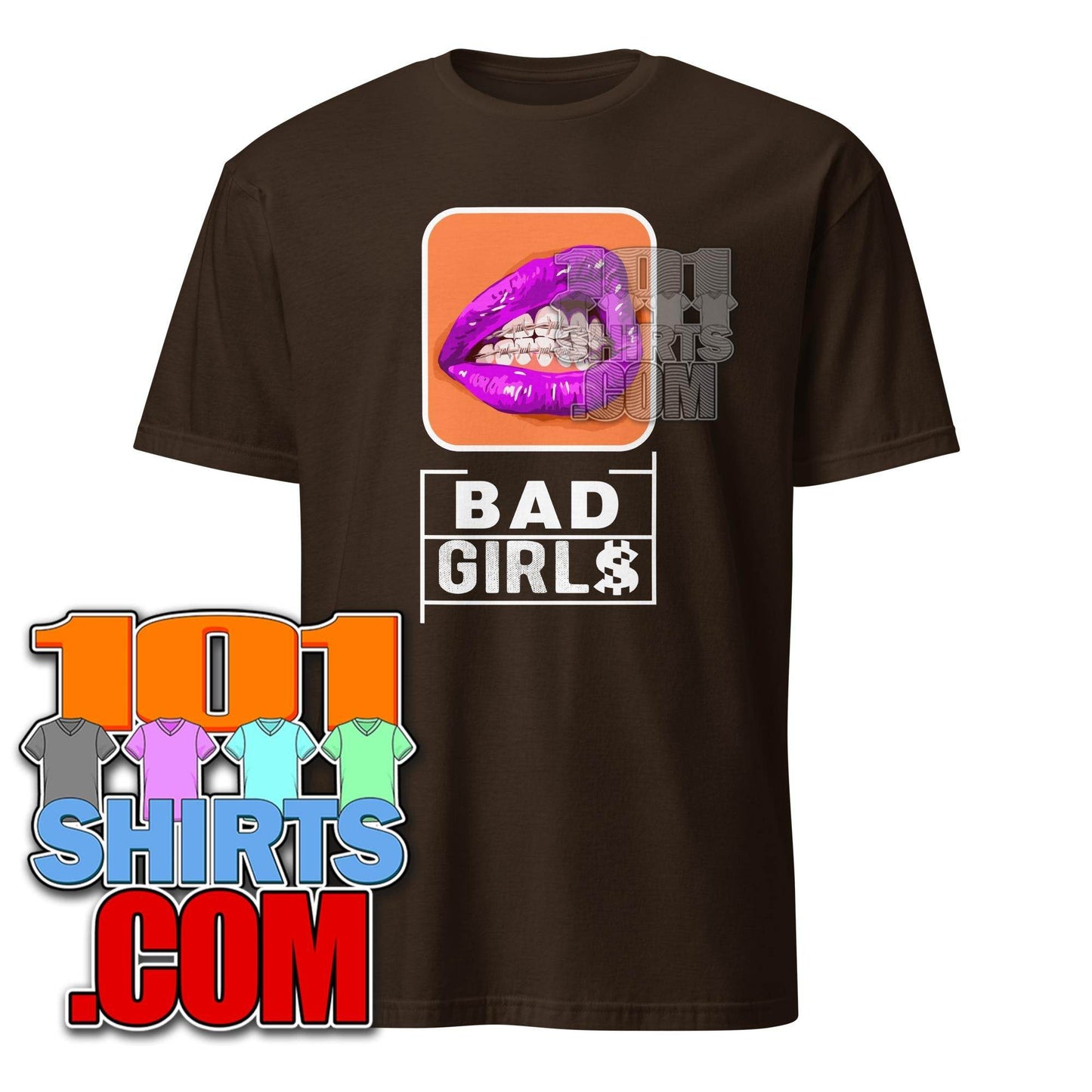 Bad Girls Woman Sexy purple Mouth Grills Graphic Art T-Shirt - 101SHIRTS