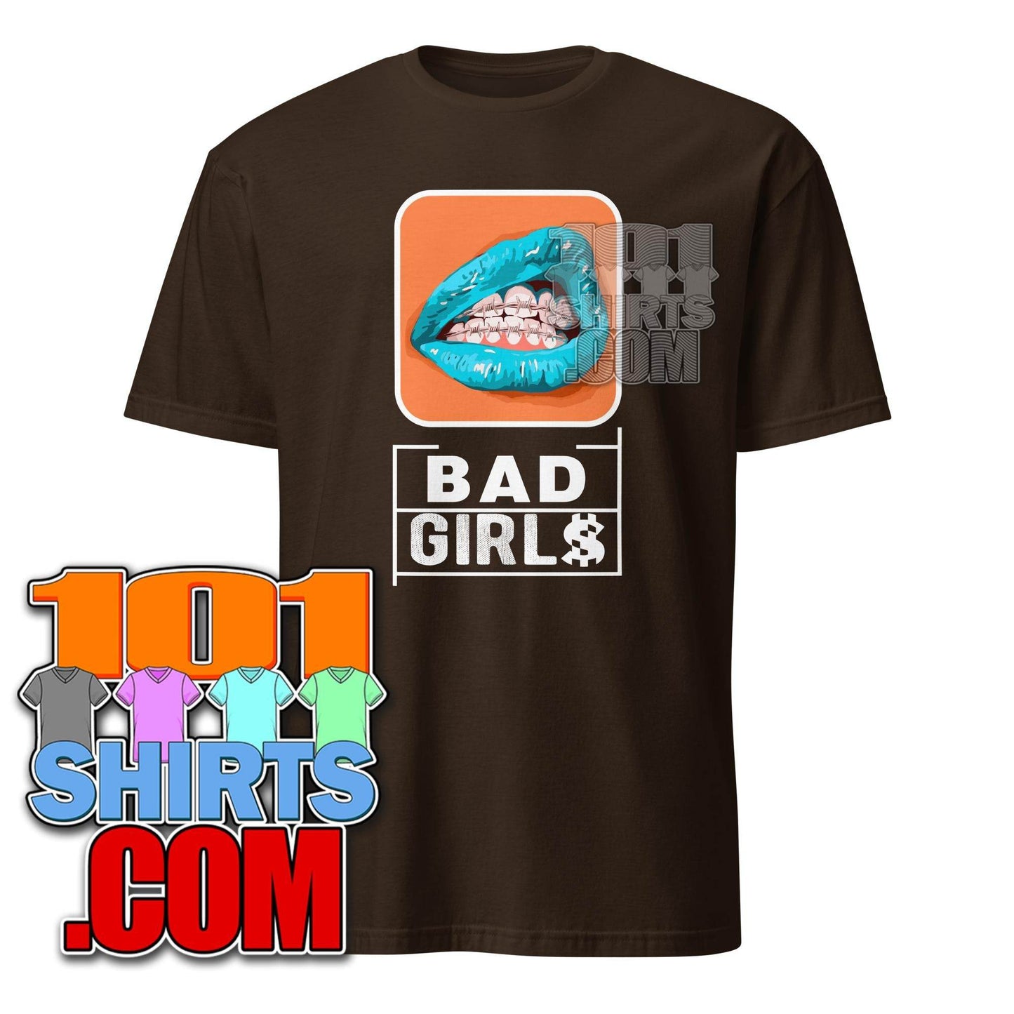 Bad Girls Woman Sexy blue Mouth Grills Graphic Art T-Shirt - 101SHIRTS