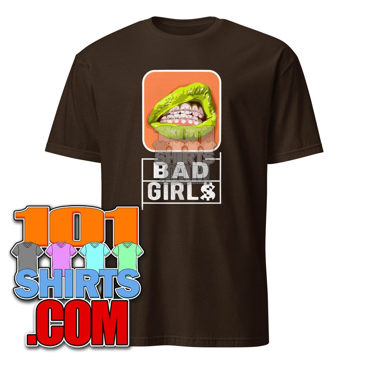 Bad Girls Woman Sexy green Mouth Grills Graphic Art T-Shirt - 101SHIRTS