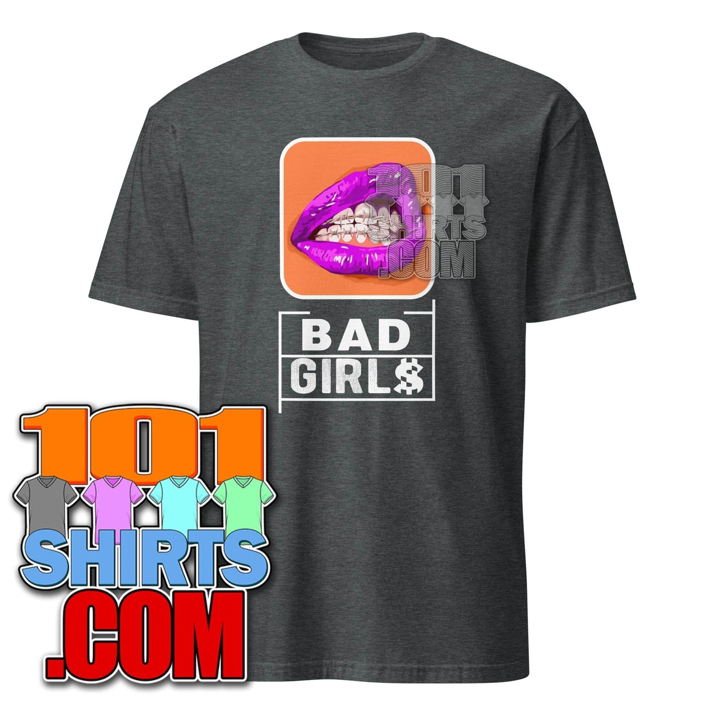 Bad Girls Woman Sexy purple Mouth Grills Graphic Art T-Shirt - 101SHIRTS