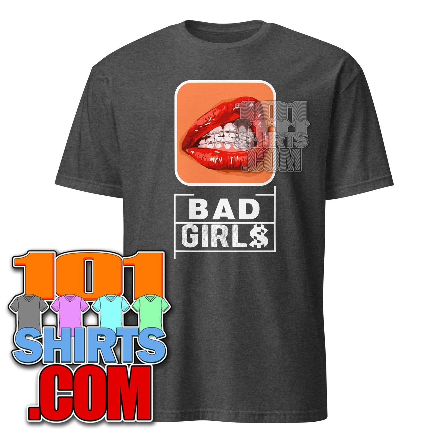 Bad Girls Woman Sexy red Mouth Grills Graphic Art T-Shirt - 101SHIRTS
