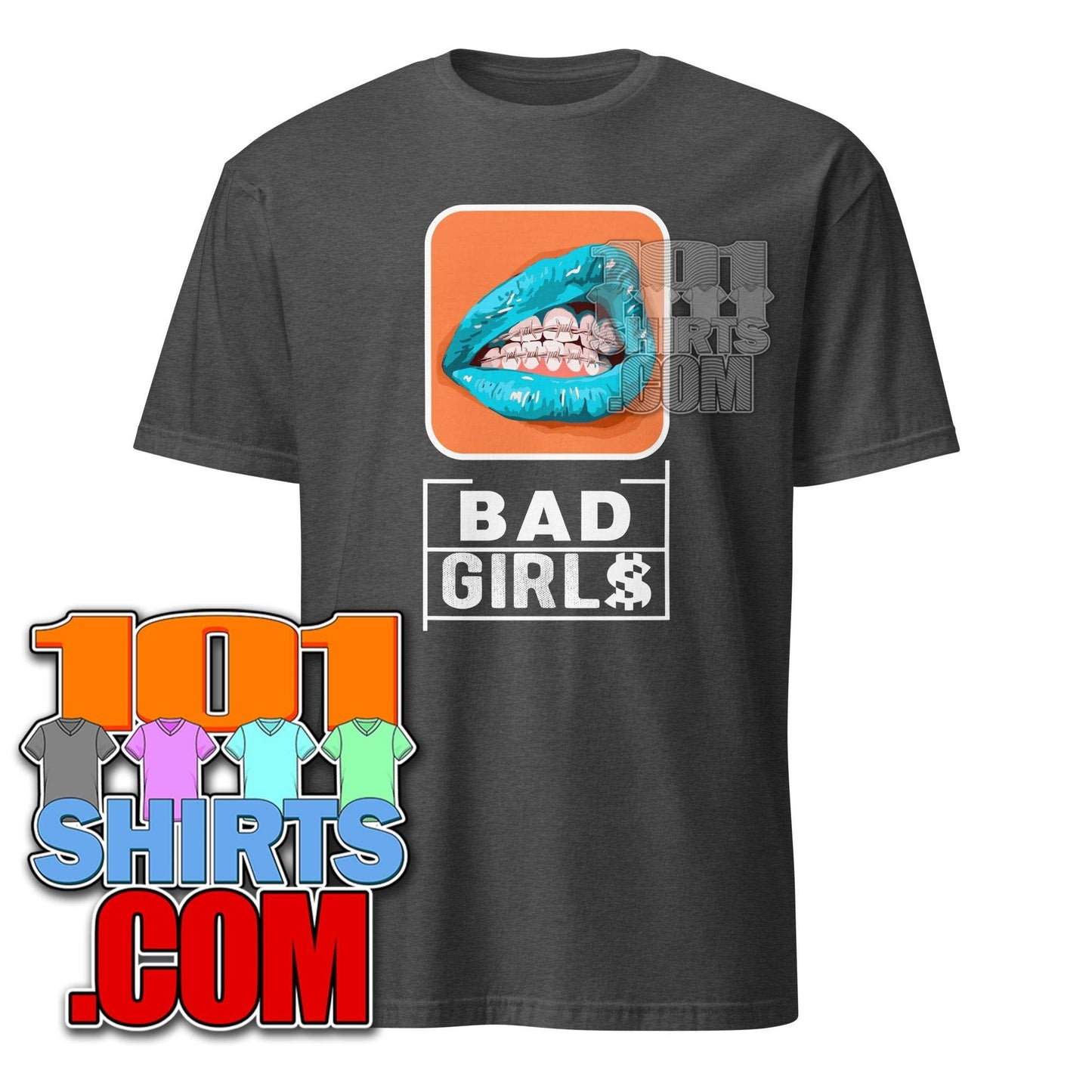 Bad Girls Woman Sexy blue Mouth Grills Graphic Art T-Shirt - 101SHIRTS