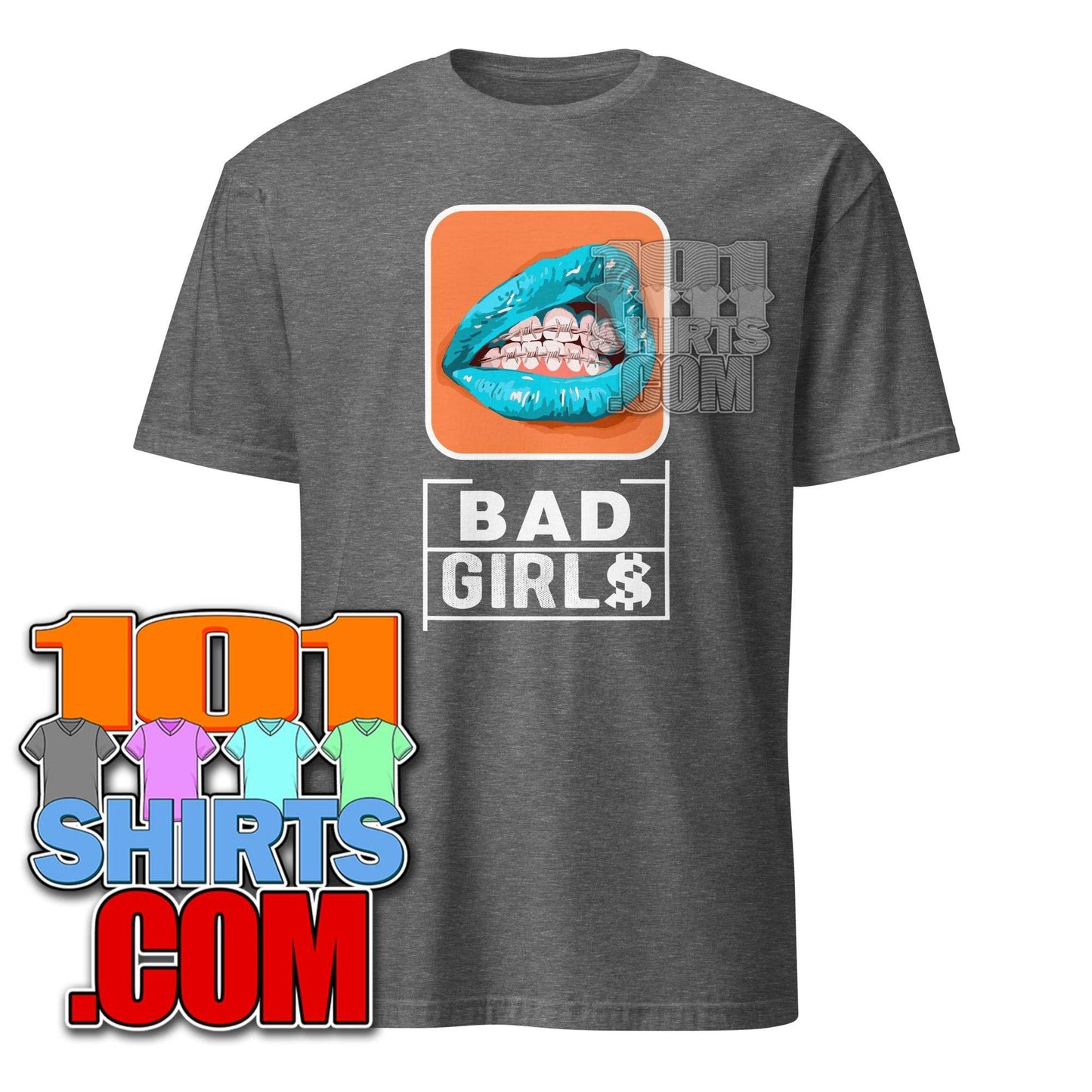 Bad Girls Woman Sexy blue Mouth Grills Graphic Art T-Shirt - 101SHIRTS