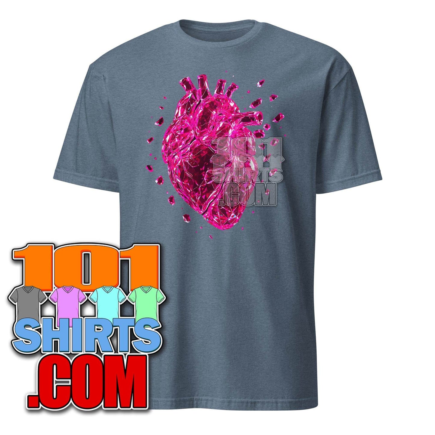 Broken Red Crystal Heart Love T-Shirt - Unique Geometric Love Design Art Tee - 101SHIRTS