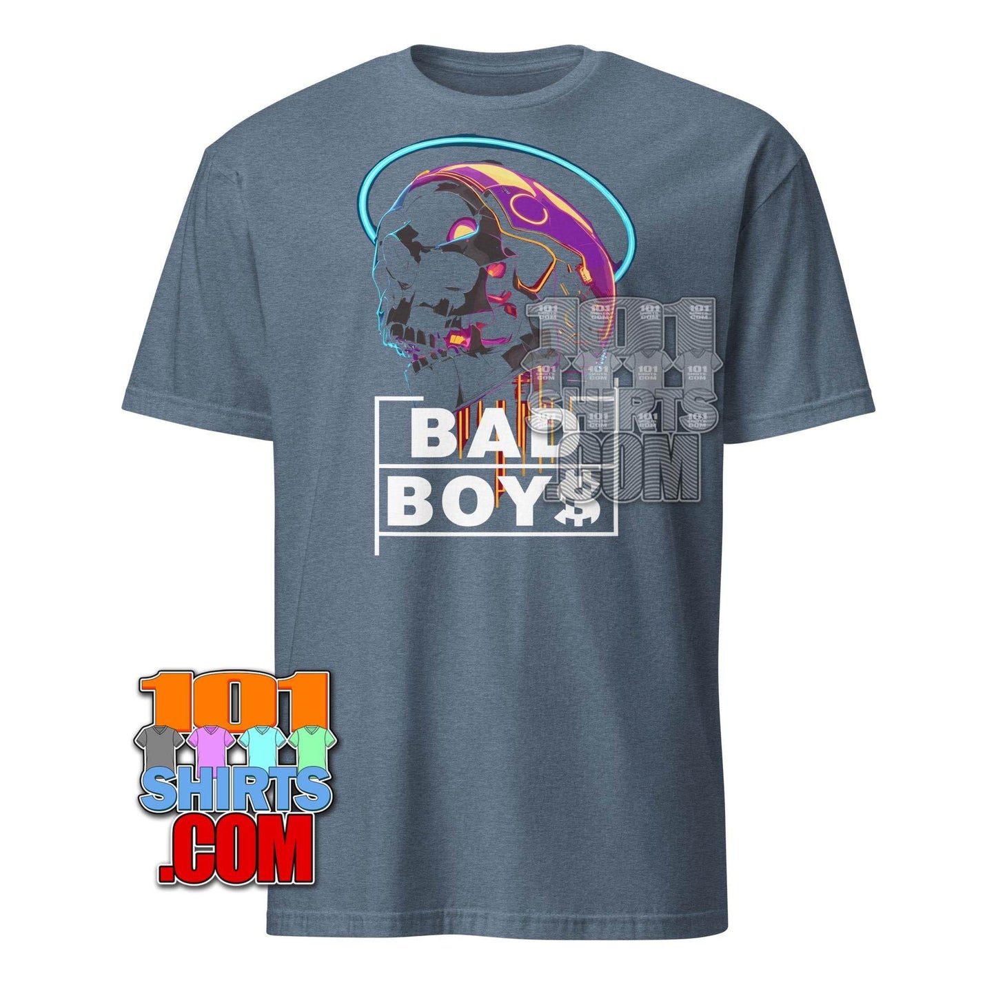 Cyberpunk Skull BAD BOYS T-Shirt - Futuristic Urban Graphic Tee - 101SHIRTS