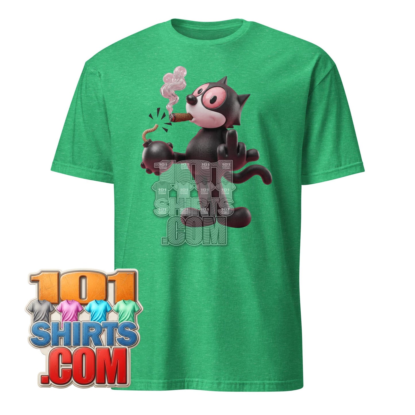 Felix The Cat T-Shirt Smoking Cartoon Middle Finger Graphic Tee