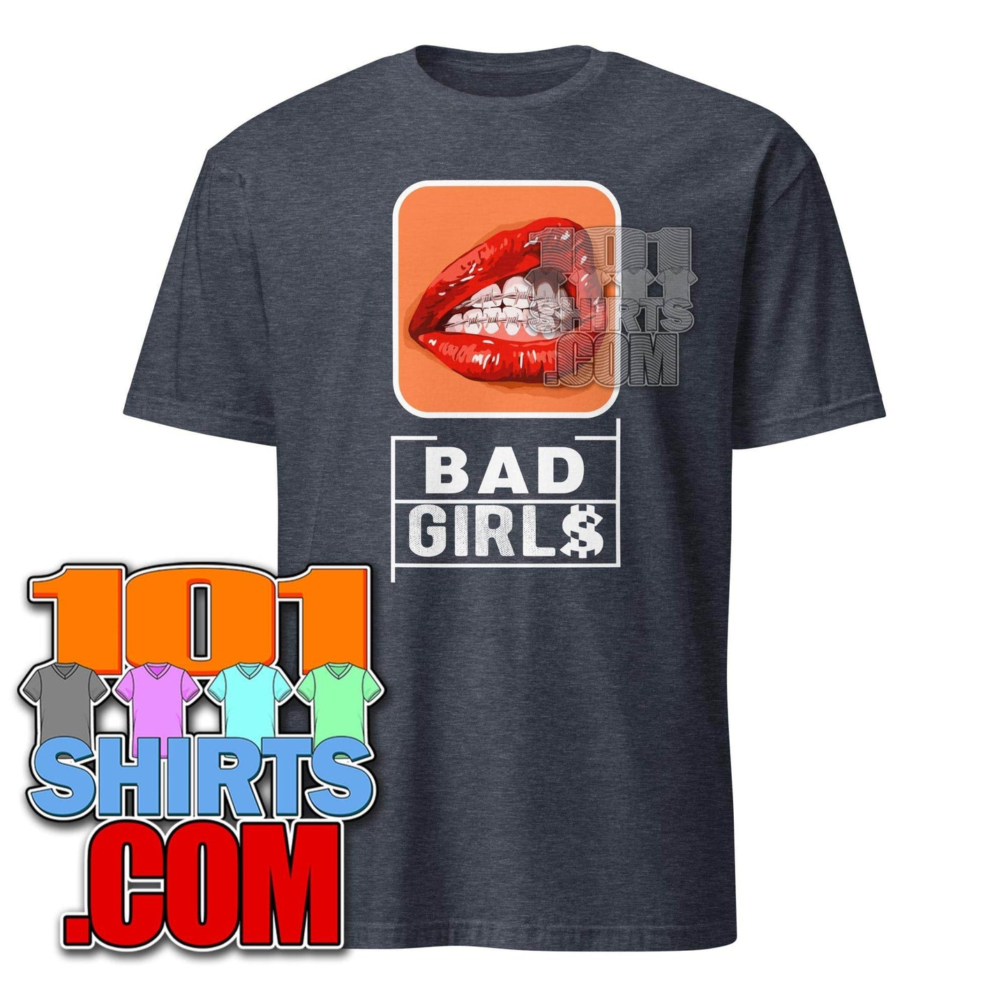 Bad Girls Woman Sexy red Mouth Grills Graphic Art T-Shirt - 101SHIRTS