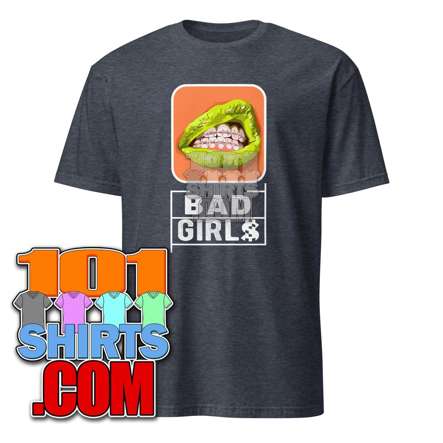 Bad Girls Woman Sexy green Mouth Grills Graphic Art T-Shirt - 101SHIRTS
