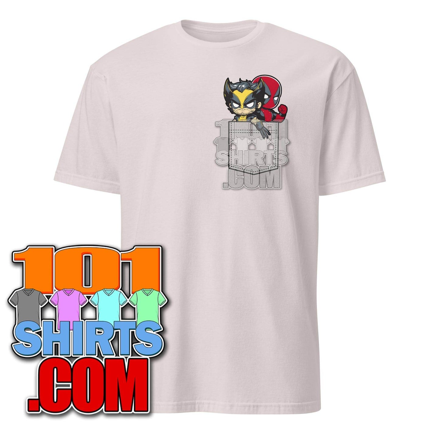 Cute Baby Wolverine and Deadpool in Pocket Funny T-Shirt - 101SHIRTS