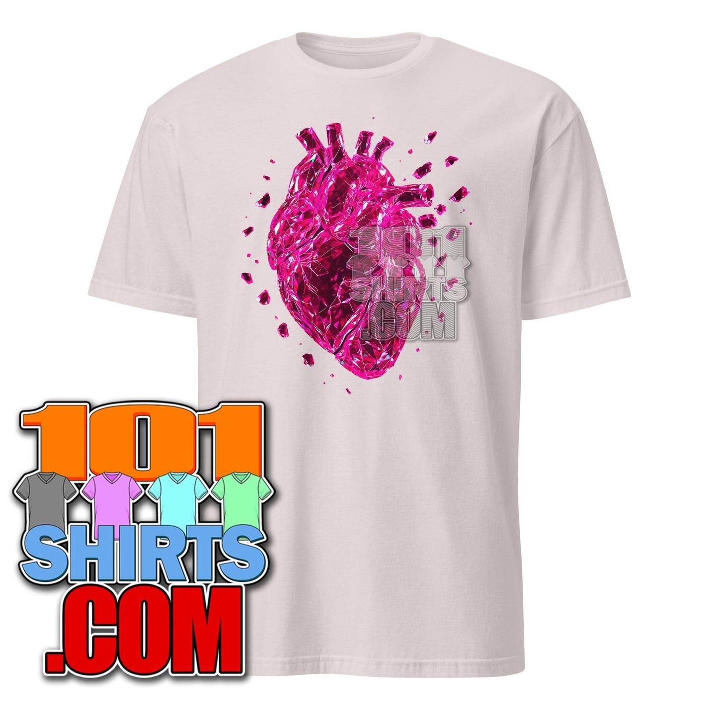 Broken Red Crystal Heart Love T-Shirt - Unique Geometric Love Design Art Tee - 101SHIRTS