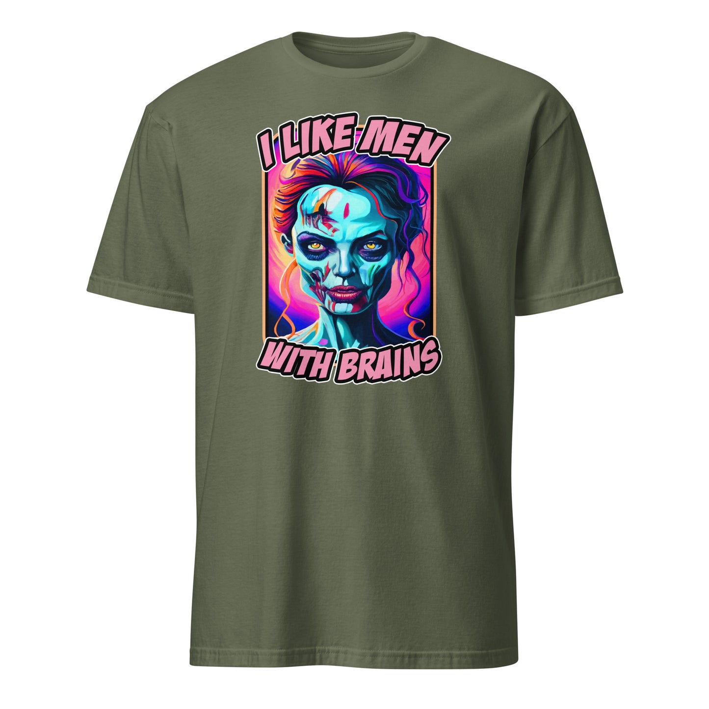 I Like Man with Brains Funny Scary Halloween Zombie Angelina Jolie Parody T-Shirt