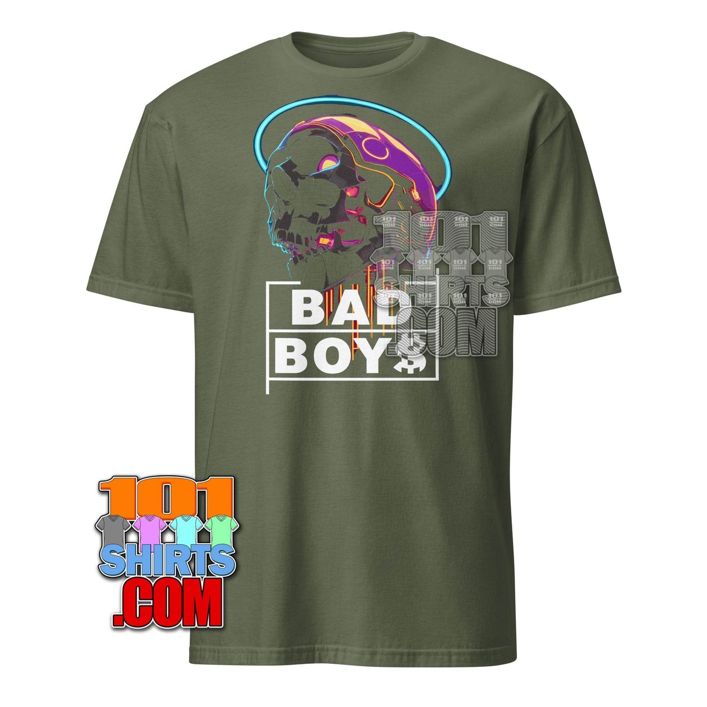 Cyberpunk Skull BAD BOYS T-Shirt - Futuristic Urban Graphic Tee - 101SHIRTS
