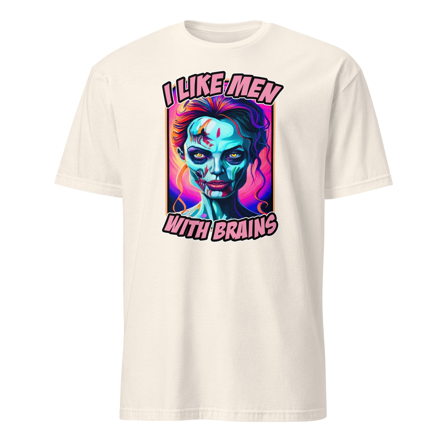 I Like Man with Brains Funny Scary Halloween Zombie Angelina Jolie Parody T-Shirt