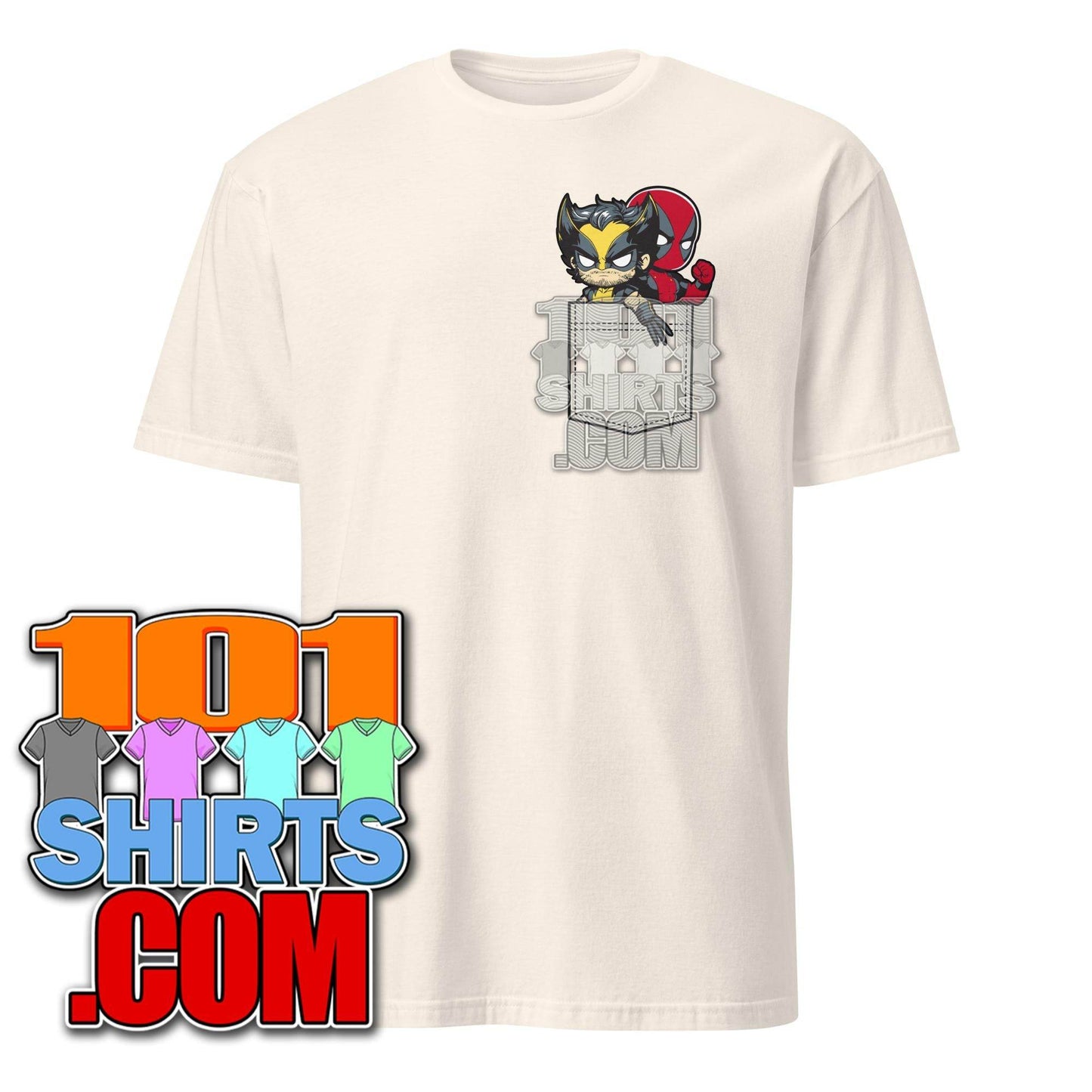 Cute Baby Wolverine and Deadpool in Pocket Funny T-Shirt - 101SHIRTS