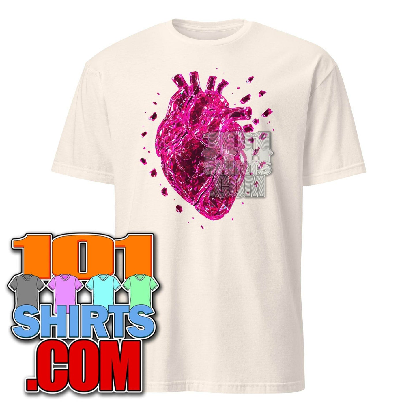 Broken Red Crystal Heart Love T-Shirt - Unique Geometric Love Design Art Tee - 101SHIRTS