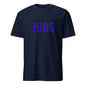 1985 Year inspired by Back To The Future Movie Desk Time Clock Time Machine in Dolorean T-shirt