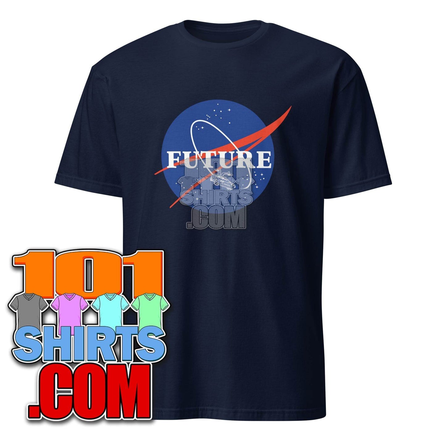 Back to the Future Movie Dolorean dmc 12 Nasa Logo Parody Funny T-Shirt - 101SHIRTS