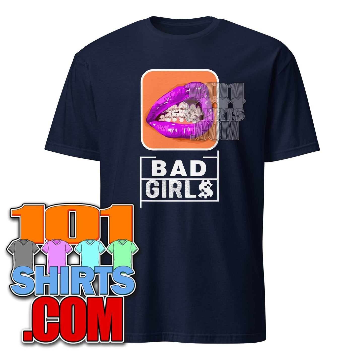 Bad Girls Woman Sexy purple Mouth Grills Graphic Art T-Shirt - 101SHIRTS