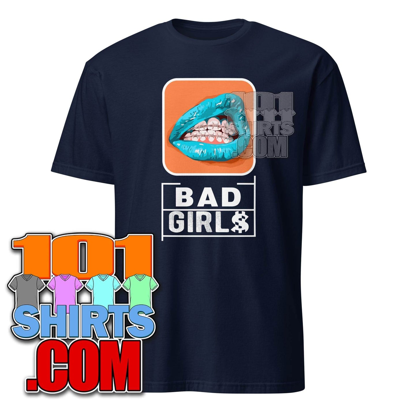 Bad Girls Woman Sexy blue Mouth Grills Graphic Art T-Shirt - 101SHIRTS